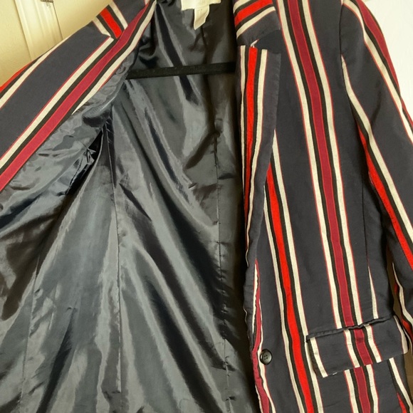 H&M Red Blue White Striped Blazer size 8 - Picture 6 of 8